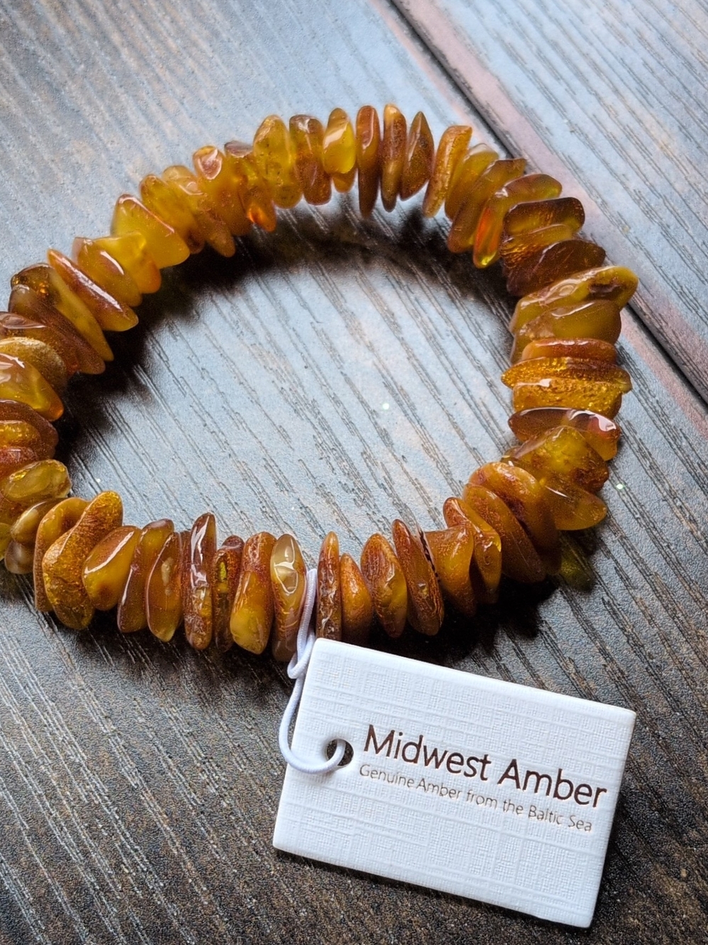 Women's Natural Amber Stretch Bracelet — Honey Brown